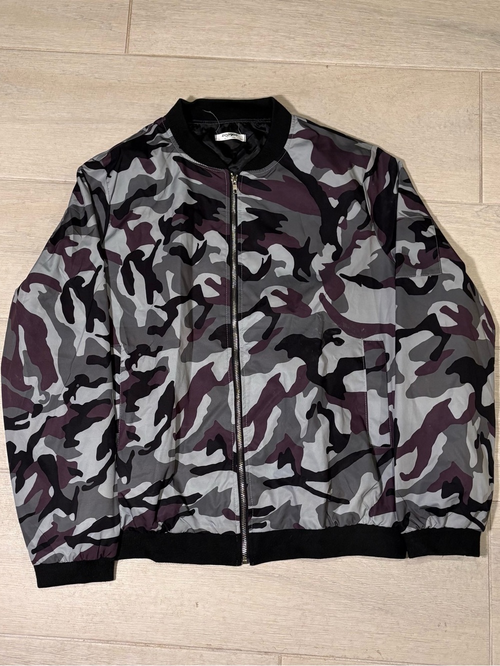 Men's Camo Bomber Jacket in Gray & Black